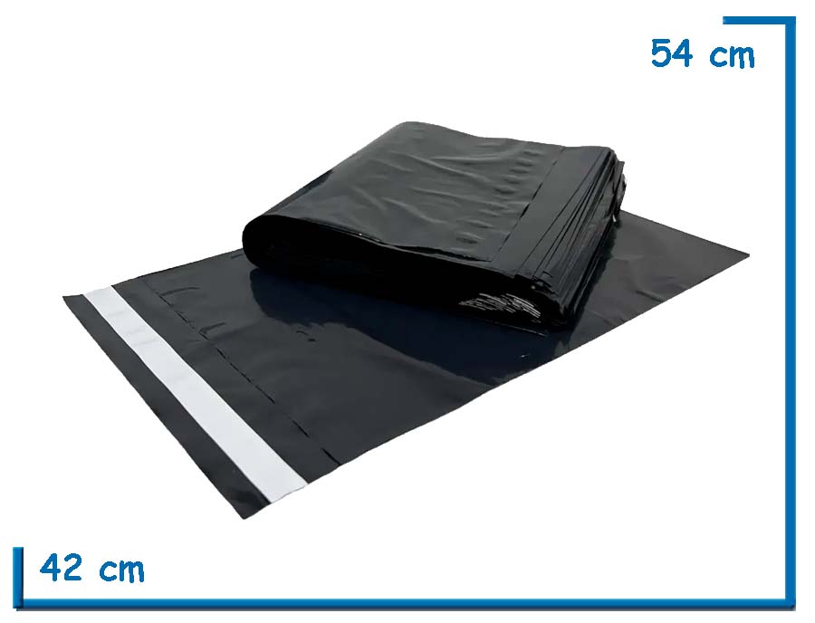 BOLSAS ECOMERCE LISA NEGRA CON ADHESIVO 42X54CM PACK X100