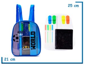 MOCHILA ESPALDA SKORA FUTBOL CON SET LIBRERIA 10 PULGADAS