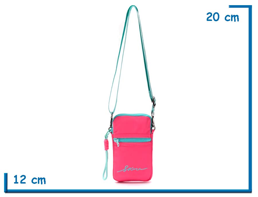 BANDOLERA PORTACELULAR SKORA SAHAB FUCSIA CON LLAVERO