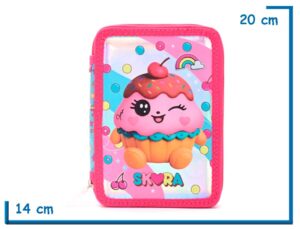 CARTUCHERA DOBLE SKORA KAWAII MUFFIN