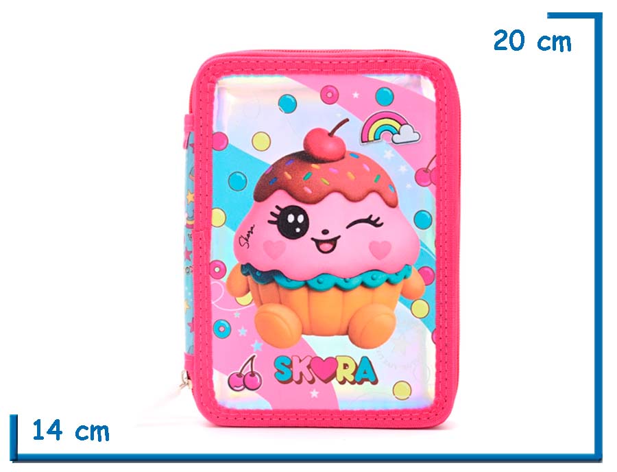 CARTUCHERA DOBLE SKORA KAWAII MUFFIN