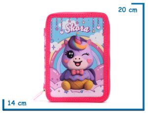 CARTUCHERA DOBLE SKORA KAWAII UNICORNIO HELADO