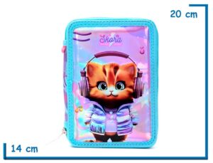 CARTUCHERA DOBLE SKORA GATITO MUSIC LOVER