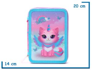 CARTUCHERA DOBLE SKORA GATITO UNICORNIO