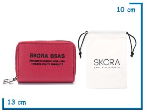 SKORA BILLETERA GRANEADA BORDO DOBLE CIERRE EN BOLSA DE TELA