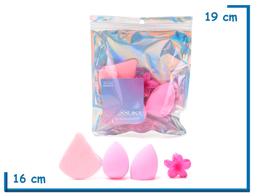 SKORA BEAUTY ACCESORY SET ROSA BLENDERS Y HEBILLA