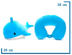 SKORA ALMOHADA DE VIAJE BALLENA PELUCHE REVERSIBLE 2 EN 1
