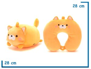 SKORA ALMOHADA DE VIAJE GATO NARANJA PELUCHE  REVERSIBLE 2 EN 1