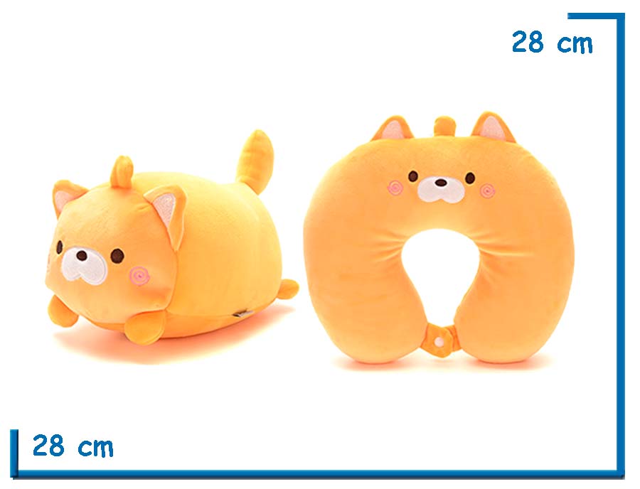 SKORA ALMOHADA DE VIAJE GATO NARANJA PELUCHE  REVERSIBLE 2 EN 1