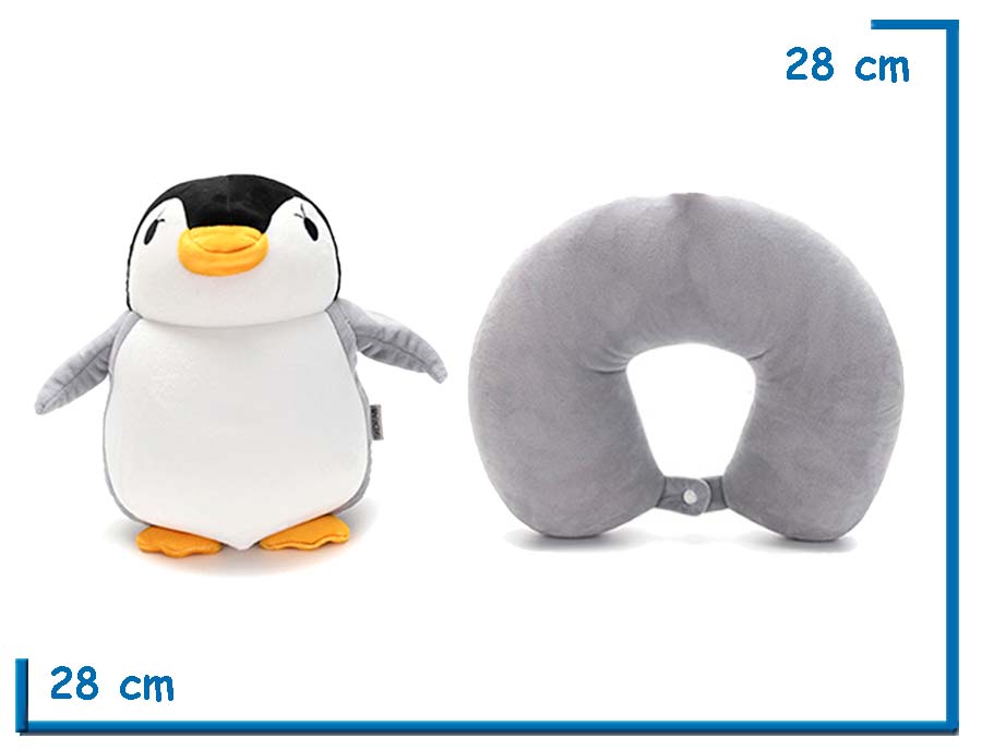 SKORA ALMOHADA DE VIAJE PINGUINO PELUCHE  REVERSIBLE 2 EN 1