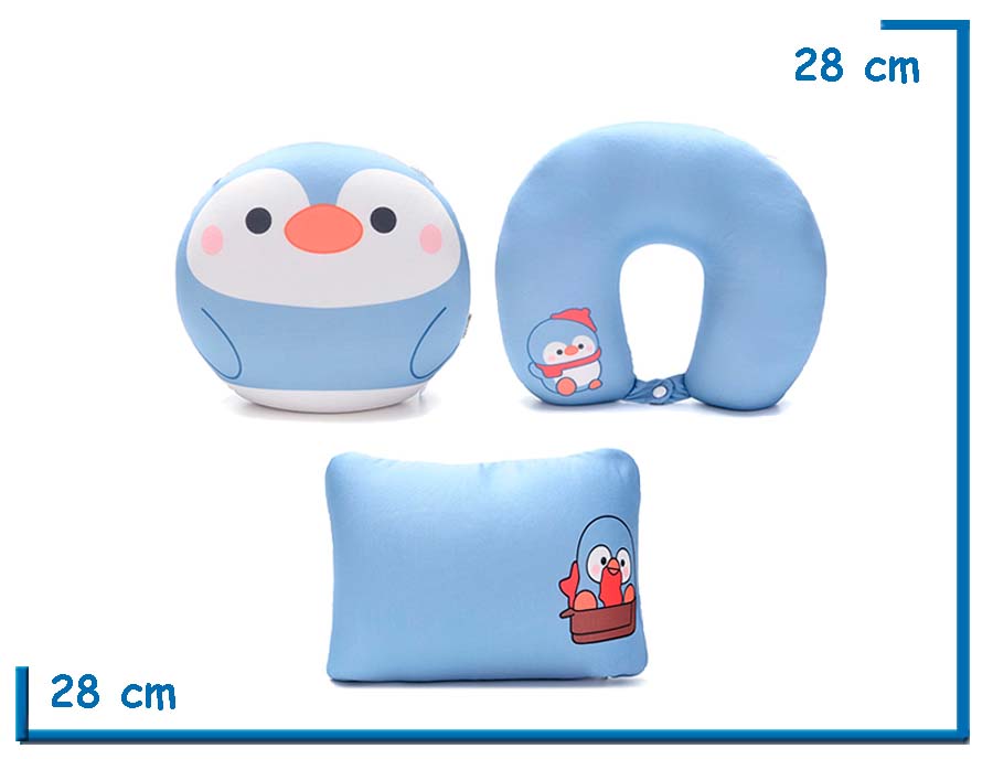 SKORA ALMOHADA DE VIAJE PINGUINO SPANDEX REVERSIBLE 3 EN 1