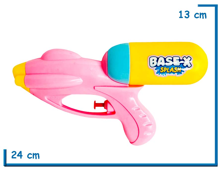 BASE-X SPLASH PISTOLA DE AGUA ROSA GATILLO RAPIDO 24CM EN BOLSA