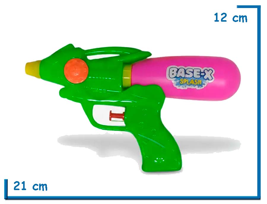 BASE-X SPLASH PISTOLA DE AGUA VERDE GATILLO RAPIDO 21CM EN BOLSA