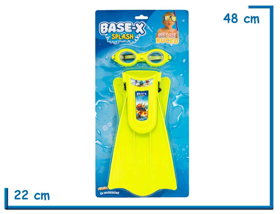 BASE-X SPLASH SET DE BUCEO AMARILLO ANTIPARRAS Y PATAS DE RANA