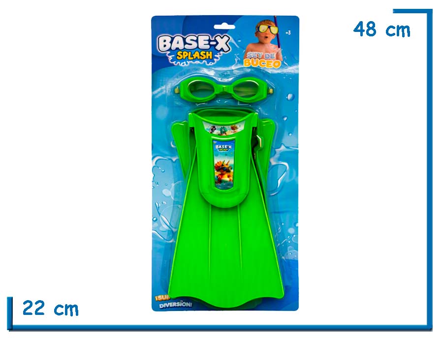 BASE-X SPLASH SET DE BUCEO VERDE ANTIPARRAS Y PATAS DE RANA