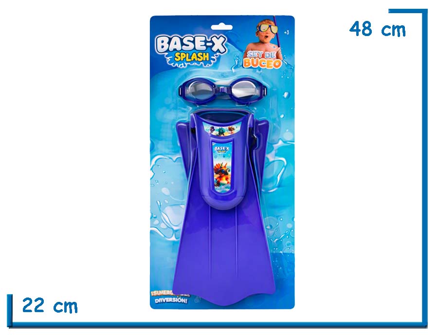 BASE-X SPLASH SET DE BUCEO AZUL ANTIPARRAS Y PATAS DE RANA