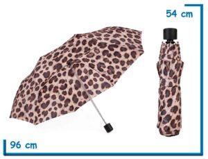 PARAGUAS PLEGABLE ANIMAL PRINT BEIGE MANCHAS GRANDES 53CM