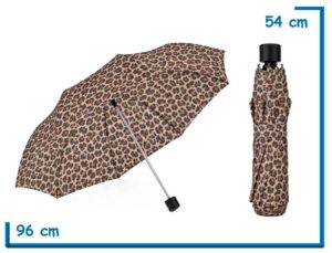 PARAGUAS PLEGABLE ANIMAL PRINT BEIGE MANCHAS MEDIANAS 53CM