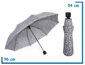 PARAGUAS PLEGABLE ANIMAL PRINT GRIS 53CM