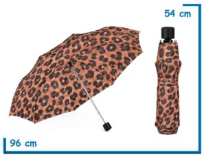 PARAGUAS PLEGABLE ANIMAL PRINT MARRON 53CM