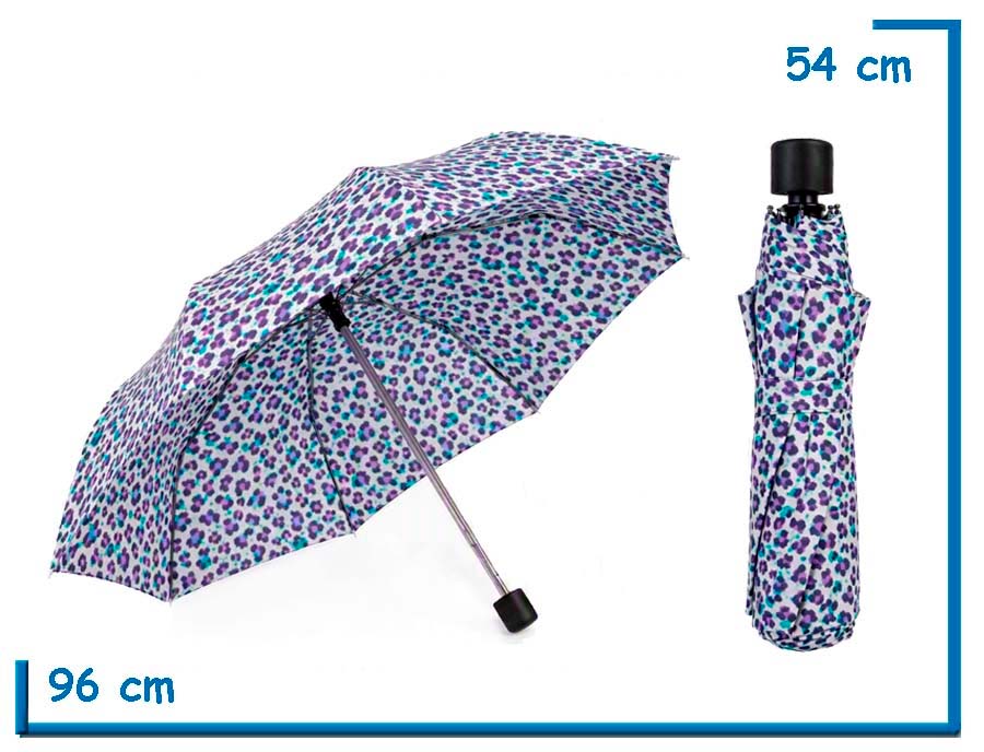 PARAGUAS PLEGABLE ANIMAL PRINT VIOLETA 53CM