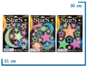 STARS STICKERS PARED BRILLAN EN LA OSCURIDAD 3 MODELOS SURTIDO