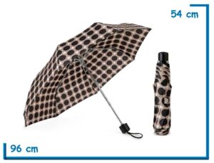 PARAGUAS PLEGABLE LUNARES NEGRO 53CM