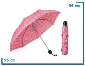 PARAGUAS PLEGABLE LUNARES ROSA 53CM