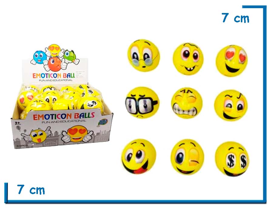 PELOTA ANTIESTRES EMOTICON 7CM 9 MODELOS SURTIDO