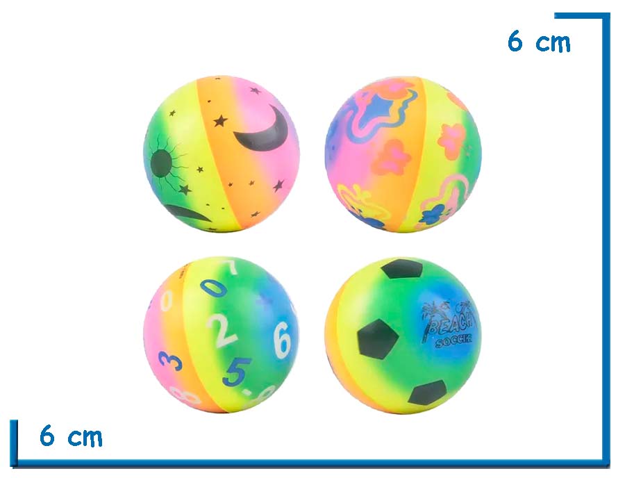 PELOTA ANTIESTRES MULTICOLOR 6CM 4 MODELOS SURTIDO