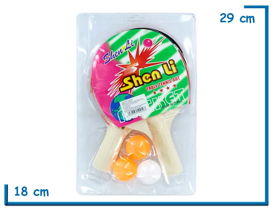 SHEN LI SET DE PING PONG 2 PALETAS 3 PELOTAS