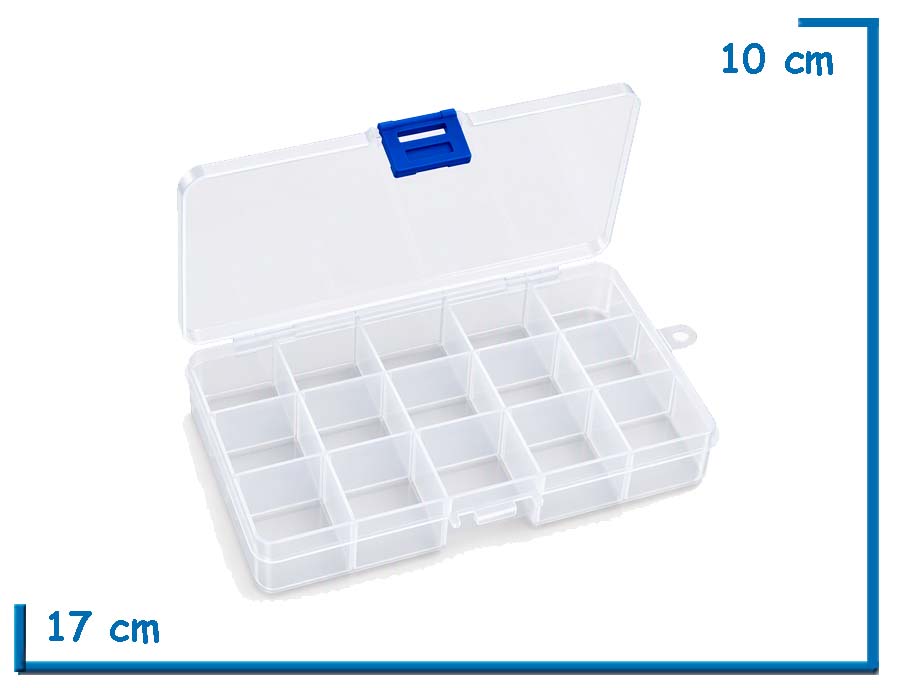 ORGANIZADOR PLASTICO 15 DIVISIONES 17X10X2CM