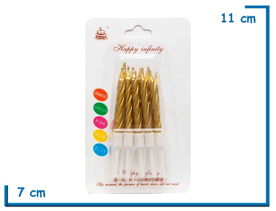 HAPPY INFINITY VELITAS DORADAS TORNEADAS X10 CON BASE