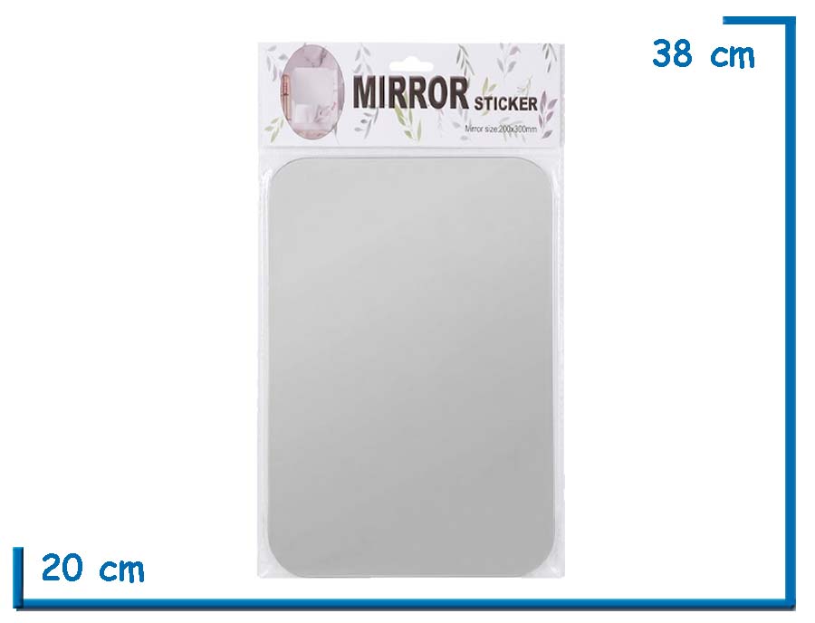 MIRROR STICKER RECTANGULAR REDONDEADO ESPEJO ADHESIVO 20X30CM