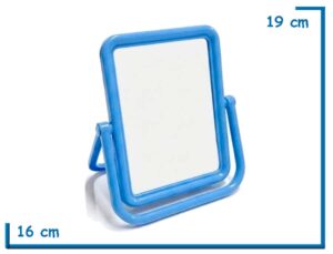 ESPEJO RECTANGULAR CELESTE PLEGABLE 16X19CM EN BOLSA