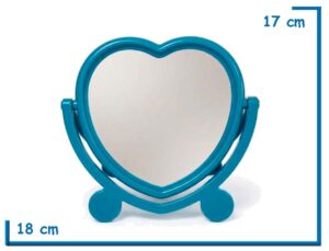 ESPEJO CORAZON CELESTE PLEGABLE 18X17CM EN BOLSA