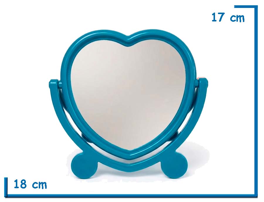 ESPEJO CORAZON CELESTE PLEGABLE 18X17CM EN BOLSA