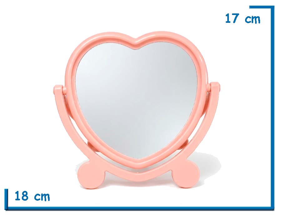 ESPEJO CORAZON ROSA PLEGABLE 18X17CM EN BOLSA