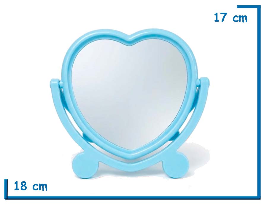ESPEJO CORAZON TURQUESA PLEGABLE 18X17CM EN BOLSA