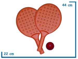 PALETAS PVC ROJAS  X2 CON PELOTA DE GOMA EN BOLSA DE RED