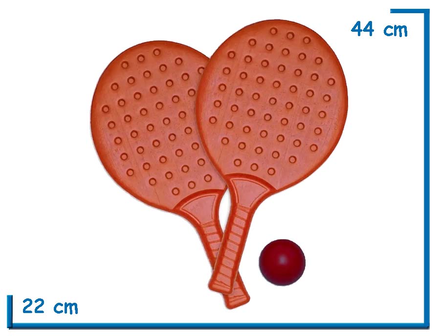 PALETAS PVC ROJAS  X2 CON PELOTA DE GOMA EN BOLSA DE RED