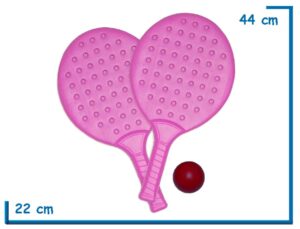 PALETAS PVC ROSAS X2 CON PELOTA DE GOMA EN BOLSA DE RED