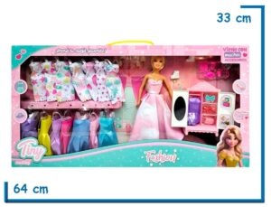 TINY FASHION GIRL MU¥ECA CON 15 CAMBIOS DE ROPA Y ACCESORIOS