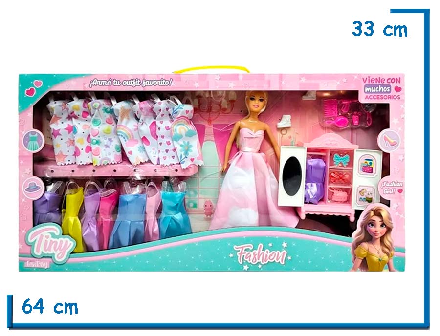 TINY FASHION GIRL MU¥ECA CON 15 CAMBIOS DE ROPA Y ACCESORIOS