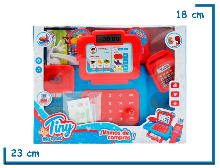 TINY MARKET CAJA REGISTRADORA CHICA CON SCANNER Y TARJETA