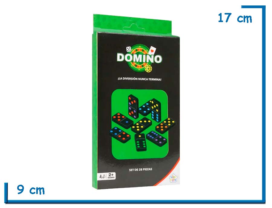 KIDS CLUB DOMINO FICHAS NEGRAS PUNTOS DE COLORES 28 PZS