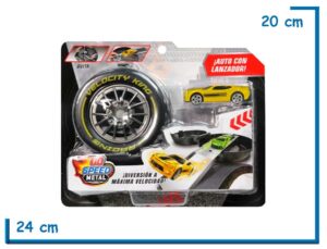 GO SPEED METAL AUTO AMARILLO CON LANZADOR RUEDA