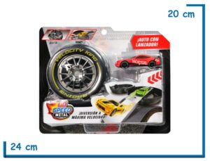GO SPEED METAL AUTO ROJO CON LANZADOR RUEDA