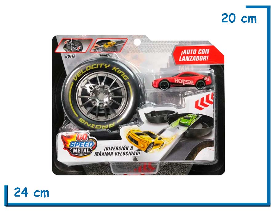 GO SPEED METAL AUTO ROJO CON LANZADOR RUEDA