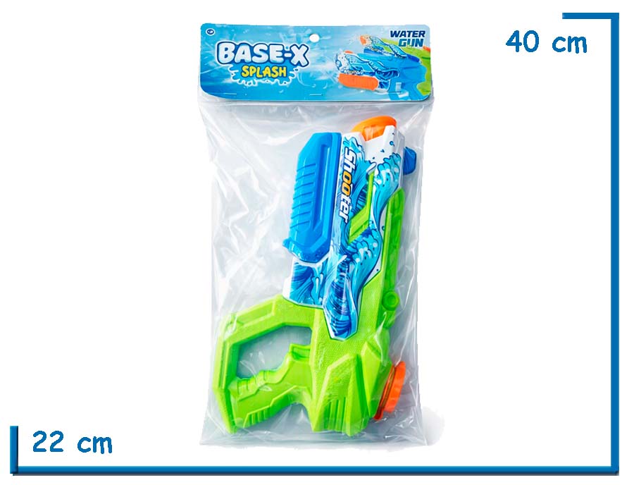 BASE-X SPLASH PISTOLA DE AGUA VERDE DISEÑO OLAS 30CM EN BOLSA